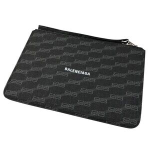 BALENCIAGA Monogram Clutch Bag Black